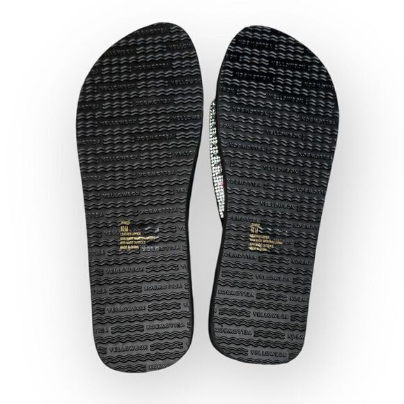 NWOT Yellow Box Womens Clear Rhinestone Zemily Flip Flop Sandals Black Size 10 - Picture 3 of 4